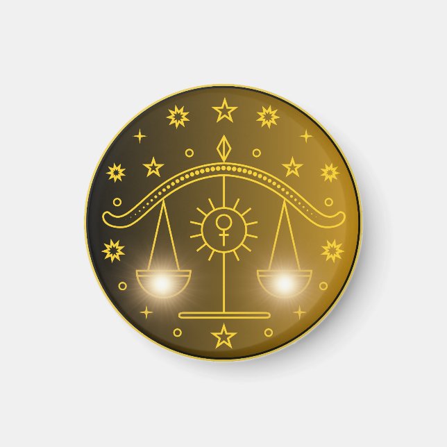 Libra Zodiakemblem | Minimalt Celest Symbol Magnet (Framsidan)