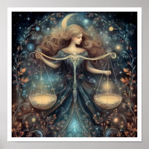 Libra Zodiakens Födelsemärke Astrologi Celestial Poster