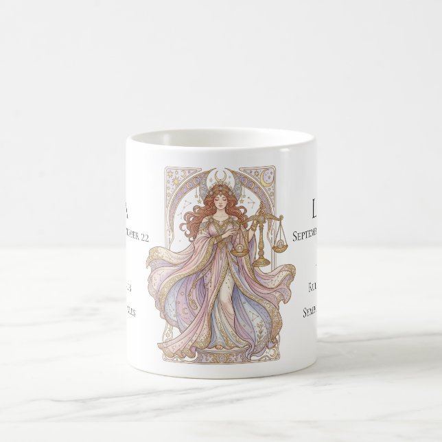 Libra Zodiakstecken Anpassade Egenskaper Art Nouve Kaffemugg (Center)