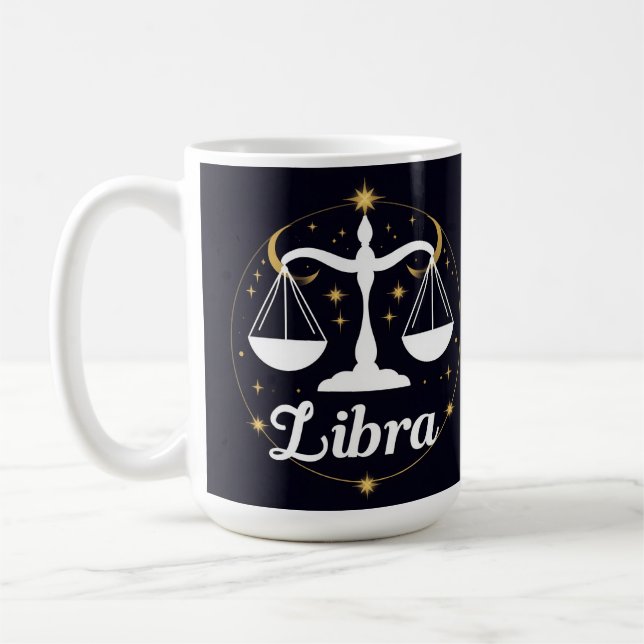 Libra Zodiakteckensymbol med stjärnor och vågar Kaffemugg (Vänster)