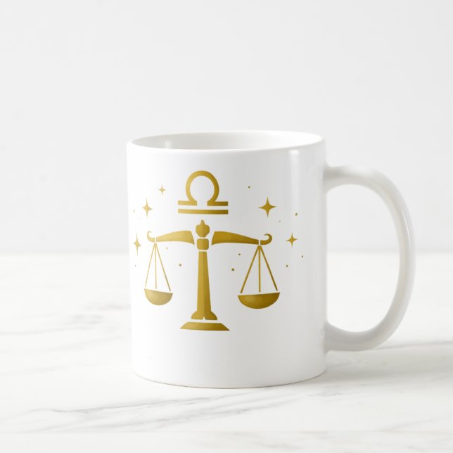 Libra Zodiakussymbol Kopp – Gylden Balans Design – (Höger)