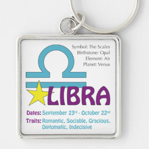 Libradrag kvadrerar Keychain Fyrkantig Silverfärgad Nyckelring