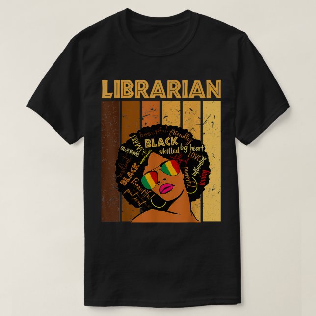Librarian Afro African American Women Black Histor T Shirt (Design framsida)