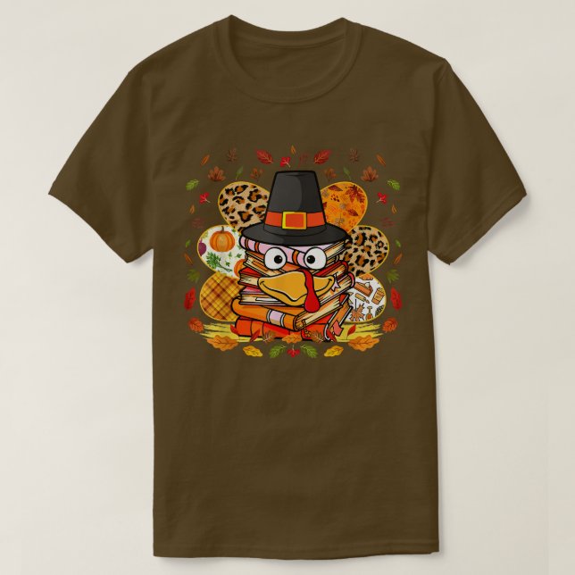 Librarian Bok Älskare Reader Funny Turkey Thanksgi T Shirt (Design framsida)