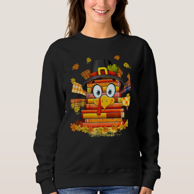 Librarian Book Lover Reader Funny Turkey Thanksgiv T Shirt (Framsida)