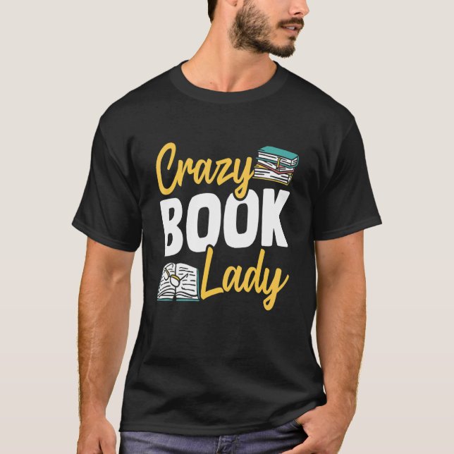 Librarian Crazy Bok Dam Bok Reading Bibliotek T Shirt (Framsida)