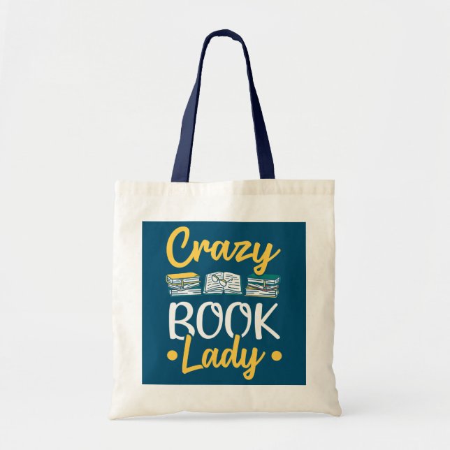 Librarian Crazy Bok Dam Reading Bokar Bibliotek Tygkasse (Framsidan)