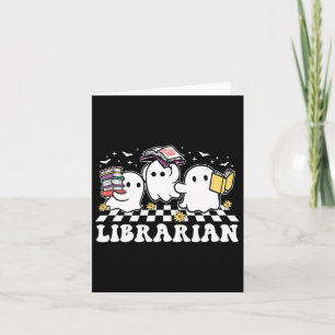 Librarian Cute Ghost Bok Reading Funny Halloween Kort