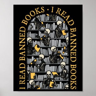 Librarian Halloween jag läste Nned Bokar Skeleton Poster