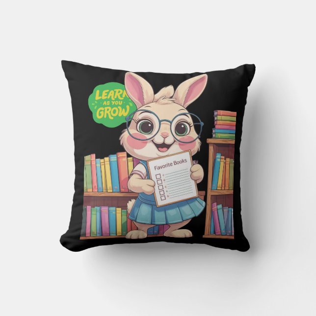 🐰📚 Librarian-in-Training Star – Rabbit Edition Kudde (Framsida)