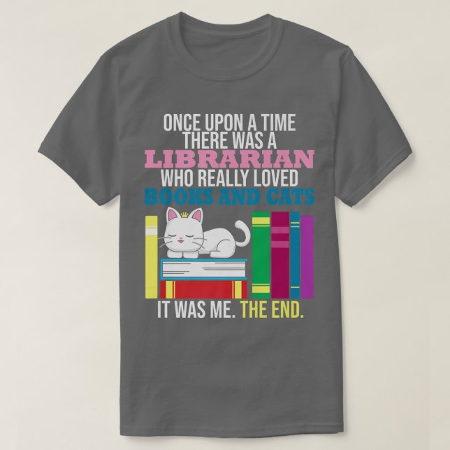 Librarian Loved Books And Cats Reading Bookworm  T Shirt (Design framsida)