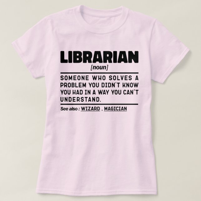 Librarian Noun Definition Reading Älskare Funny T Shirt (Design framsida)