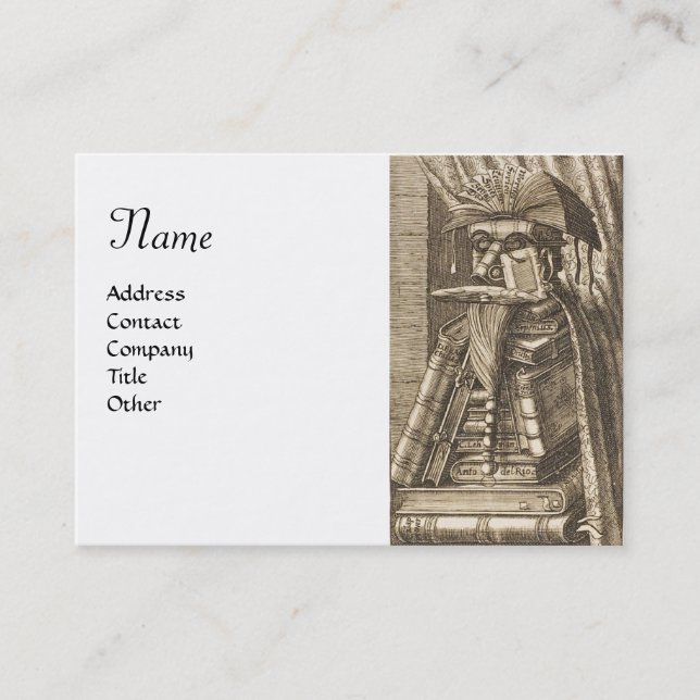 LIBRARIAN PORTRÄTT MED BOKAR Black White Visitkort (Framsida)