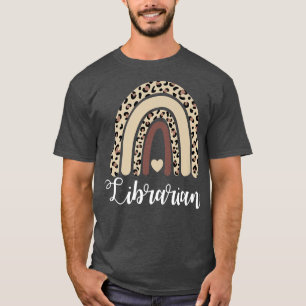 Librarian Rainbow Boho Leopard Bibliotek Bok Älska T Shirt