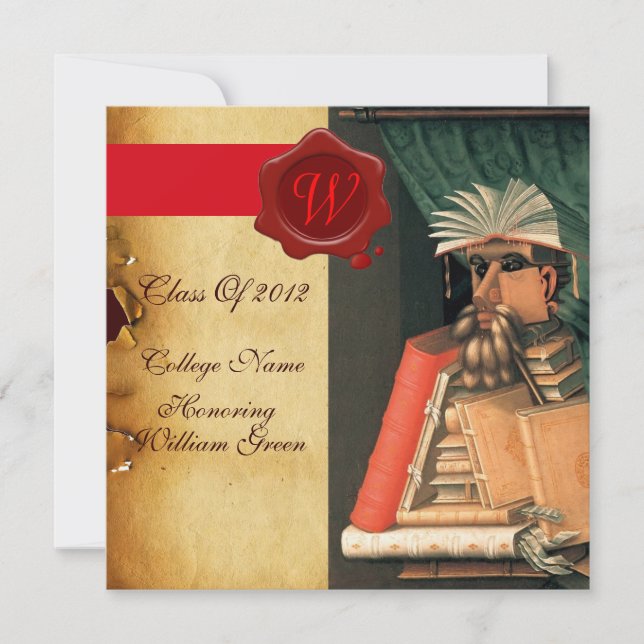 LIBRARIAN STUDENTEN PARCHMENT VAX SEAL MONOGRAM INBJUDNINGAR (Framsida)