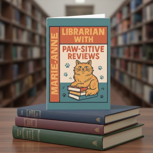 Librarian With Paw-sitive Reviews Cat & Book Lover Kort (Skapare uppladdad)