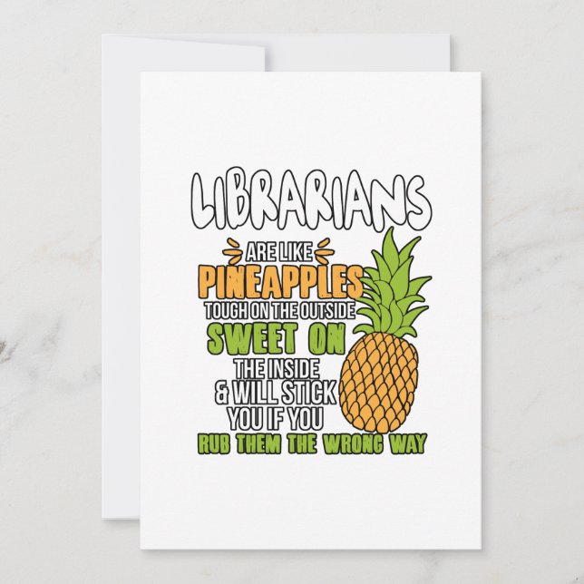 Librarianer är som ananas. tack kort (Framsida)