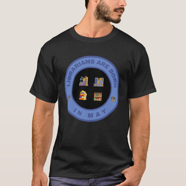 Librarianer föds i maj, alternativ design t shirt (Framsida)