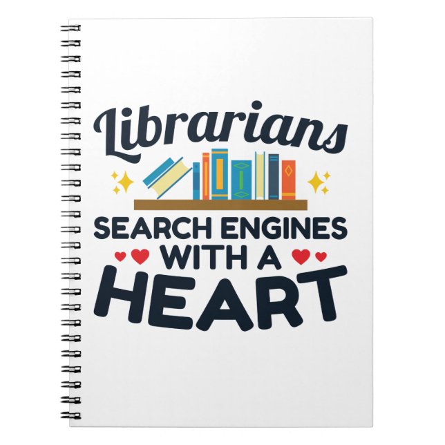 Librarians sökmotorer med hjärta anteckningsbok (Framsidan)