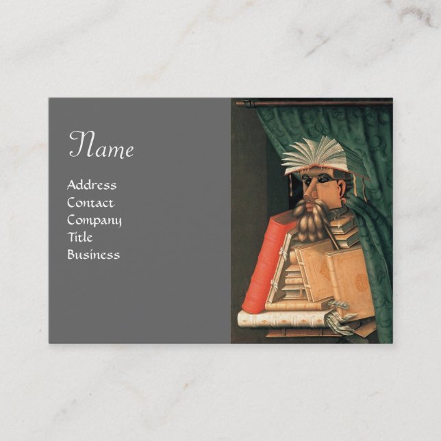 LIBRARISKA MONOGRAM, grått Visitkort (Framsida)