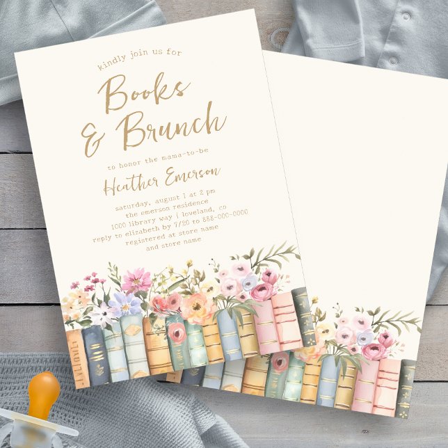 Library Baby Shower Inbjudningar (Wildflower Books Library Baby Shower Invitation by Painted Paperie
)