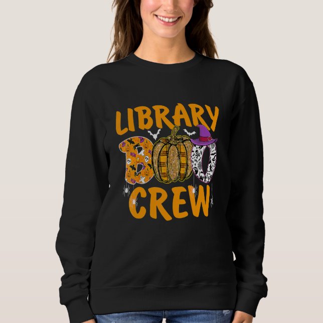 Library Boo Crew School Librarian Halloween Librar T Shirt (Framsida)