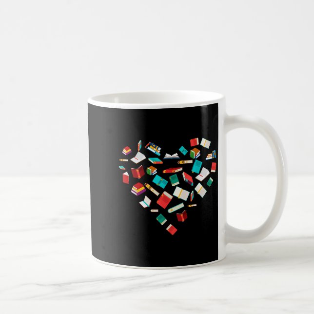 Library Books Heart Bookworm Valentines Day Gift R Kaffemugg (Höger)