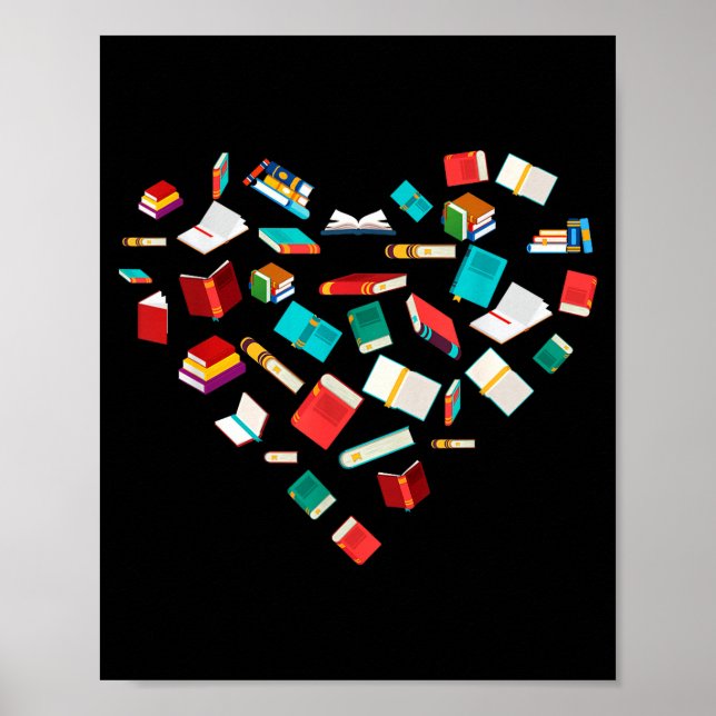 Library Books Heart Bookworm Valentines Day Gift R Poster (Framsidan)