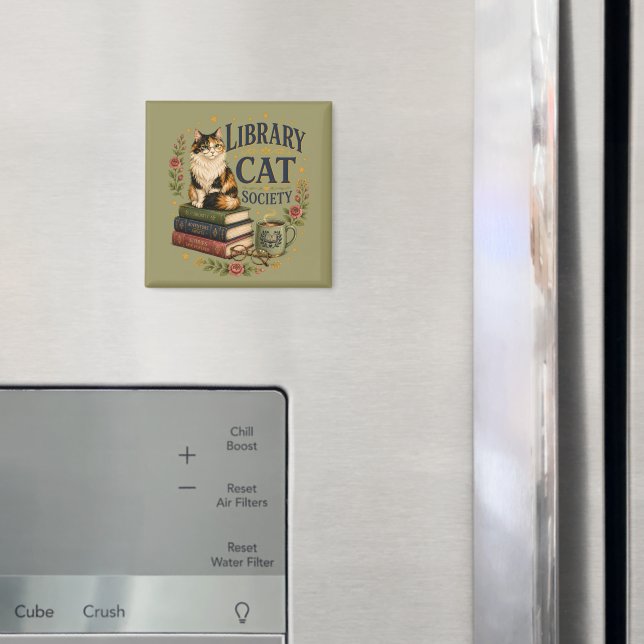Library Cat Society Bokig Kaliko Magnet (In Situ (Fridge))