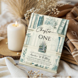 Library Chapter ONE Blue Boy Book 1st Birthday Inbjudningar