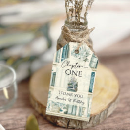 Library Chapter ONE Blue Boy Book 1st Birthday Presentetikett