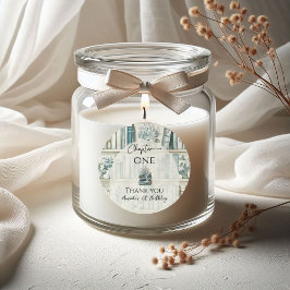 Library Chapter ONE Blue Boy Book 1st Birthday Runt Klistermärke