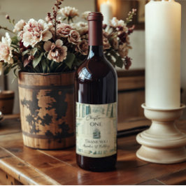 Library Chapter ONE Blue Boy Book 1st Birthday Vinflaska Etikett