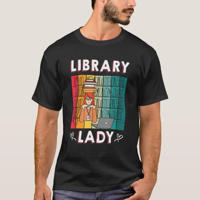 Library Lady U2013 Bookworm Book     Librarian T Shirt (Framsida)