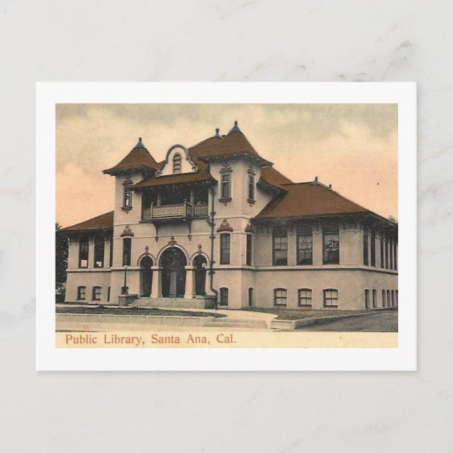 Library, Santa Ana, California Vintage Vykort (Framsida)