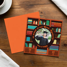 Library-Themed Graduation Announcement Card Meddelande