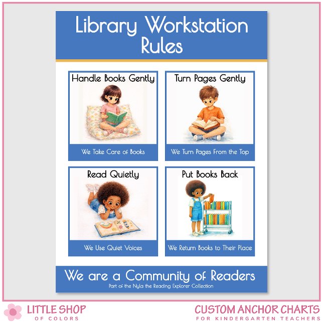 Library Workstation Rules Teacher Anchor Chart Poster (Skapare uppladdad)