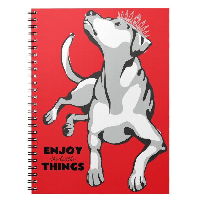 Libreta con imagen de perro blanco con fondo rojo anteckningsbok (Framsidan)