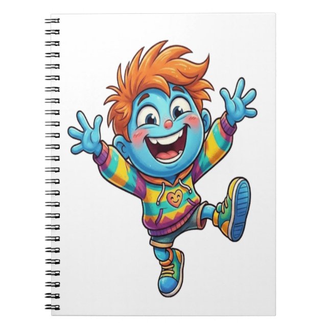 Libreta Inspiradora Niño Azul Feliz Anteckningsbok (Framsidan)