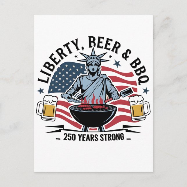 Librity Öl & BBQ 250 år stark 4 juli  Vykort (Framsida)