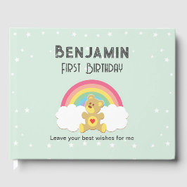 Libro de firmas osito arco iris. gästböcker