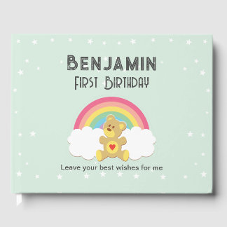 Libro de firmas osito arco iris. gästböcker