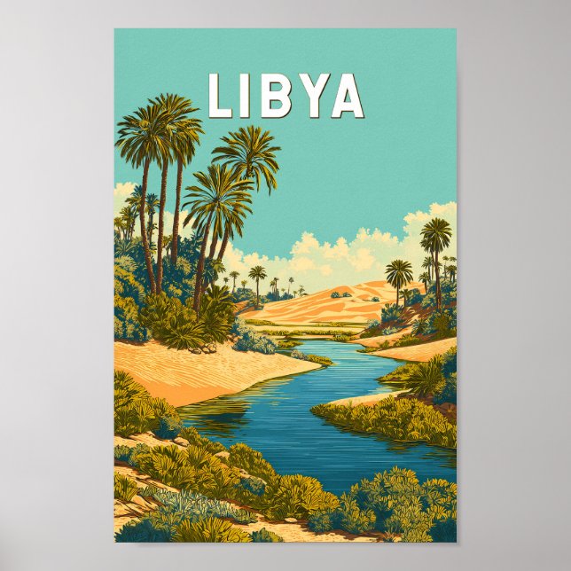 Libya Illustration Travel Art Vintage Poster (Framsidan)