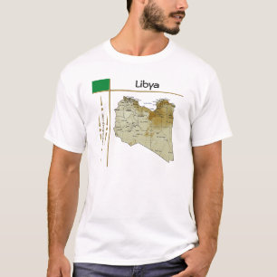 Libya Kart + Flagga + Titel T-Shirt