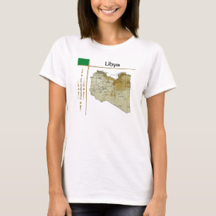 Libya Kart + Flagga + Titel T-Shirt