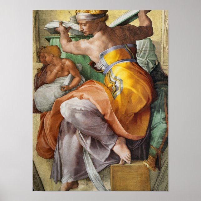 Libyan Sibyl, Sistine Chapel av Michelangelo Poster (Framsidan)