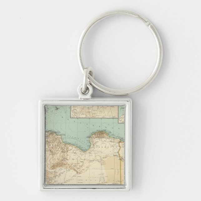 Libyen 11314 fyrkantig silverfärgad nyckelring (Framsidan)