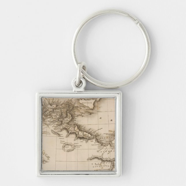 Libyen, Afrika Fyrkantig Silverfärgad Nyckelring (Framsidan)