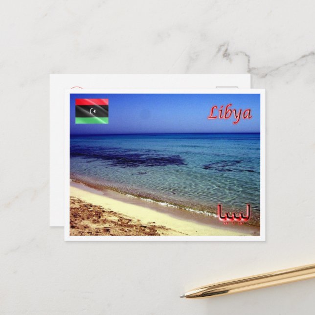 Libyen - Beach - Vykort (Fram/Back In Situ)
