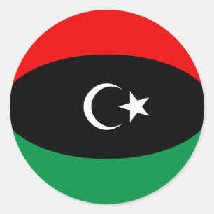 Libyen Fisheye Flagga Sticker Runt Klistermärke
